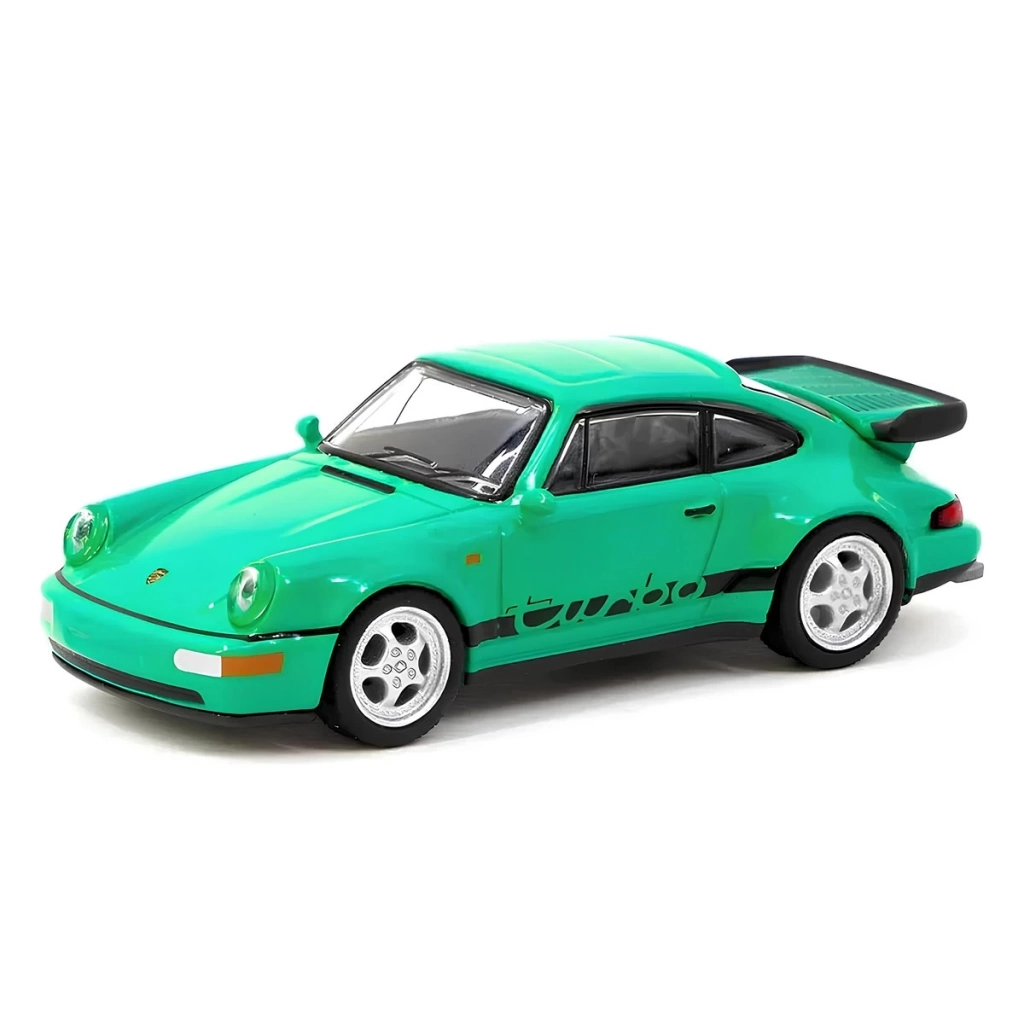 Tarmac Works 1/64 Schuco X Porsche 911 Turbo Green - Görsel 4