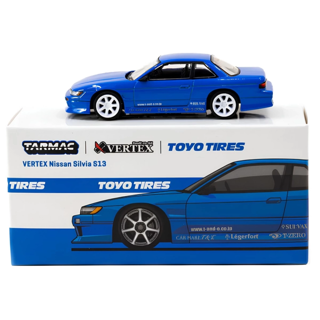 Çocuk Tarmac Works 1/64 VERTEX Nissan Silvia S13 Blue Metallic - Görsel 3