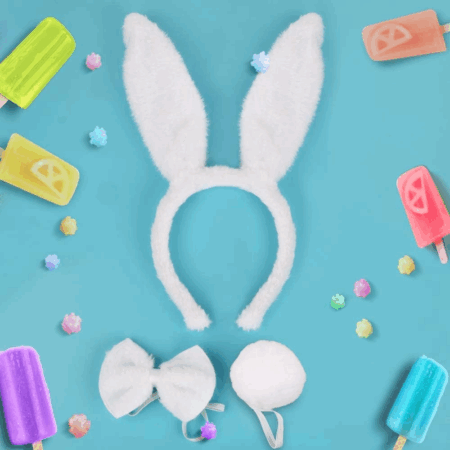 Tavşan Kostüm Seti Beyaz Taç Papyon Kuyruk Parti Ve Gösteriler İçin Eğlenceli Set