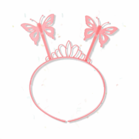 Toz Pembe Kelebek Kanadı Tacı ve Sopası Çocuklar İçin Parti Aksesuarı 50x37 cm