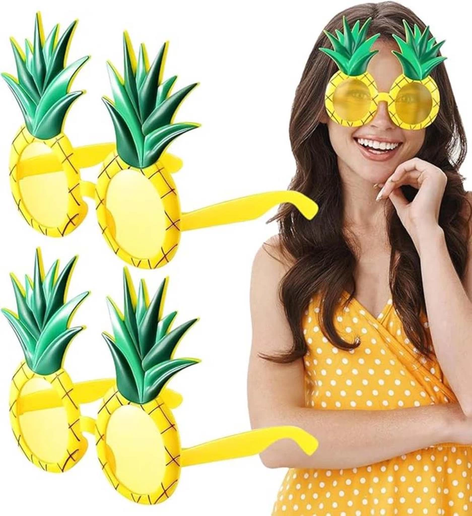 Tropikal Hawaii Ananas Şekilli Parti Gözlüğü Canlı ve Eğlenceli Tasarım - Görsel 2