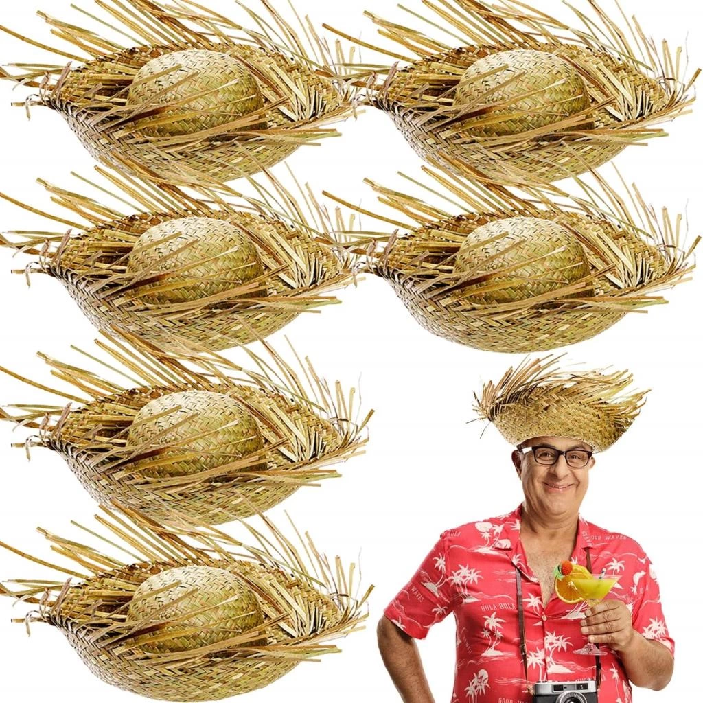 Tropikal Hasır Hawaii Şapkası Çocuklar İçin Doğal ve Şık Parti Aksesuarı