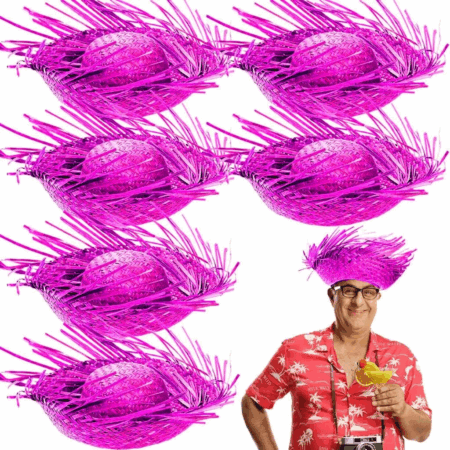 Tropikal Pembe Hasır Hawaii Şapkası Çocuklar İçin Canlı ve Eğlenceli Parti Aksesuarı