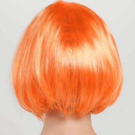 Çocuk   Turuncu Renk Küt Parti Peruğu Kısa Takma Saç