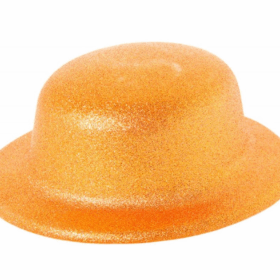 Çocuk   Turuncu Renk Simli Melon Yuvarlak Parti Şapkası 24x26 cm