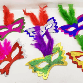 Tüylü Kağıt Parti Venedik Balo After Maskesi 6 Adet Eğlenceli Çocuk Aksesuarı