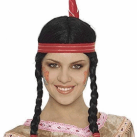 Tüylü Örgülü Hint Peruğu Çocuk Kostüm ve Rol Yapma Oyunu İçin Eğlenceli Aksesuar