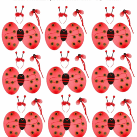 Uğur Böceği Kostüm Seti Kanat Taç Asa 3 Parça Çocuk Aksesuarı