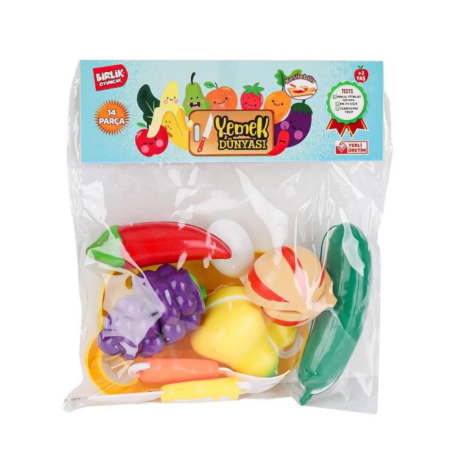 Çocuk Eğitici URT007-PVC-2A B Kesilebilen Meyve Sebze 14 Parça