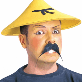 Uzak Doğu Asyalı Çin Japon Şapkası Sarı Renk Parti ve Kostüm Aksesuarı