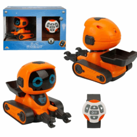 Uzaktan Kumandalı Işıklı Mini Robot, Kol Saatli Kumanda, Çocuklar İçin Eğitici Robot Oyuncağı