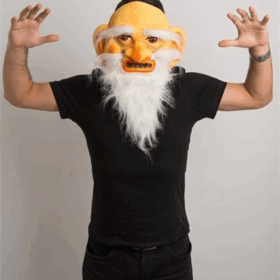 Uzun Ak Sakallı Gulyabani Halloween Maskesi Küçük Boy