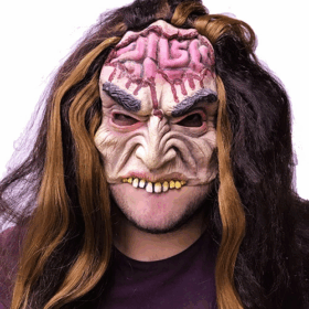 Uzun Saçlı Yarım Surat Beyin Figürlü Lateks Et Maske