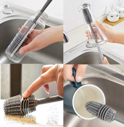 Eğitici Oyuncak Uzun Saplı Silikon Biberon ve Kavanoz Yıkama Fırçası - Görsel 5