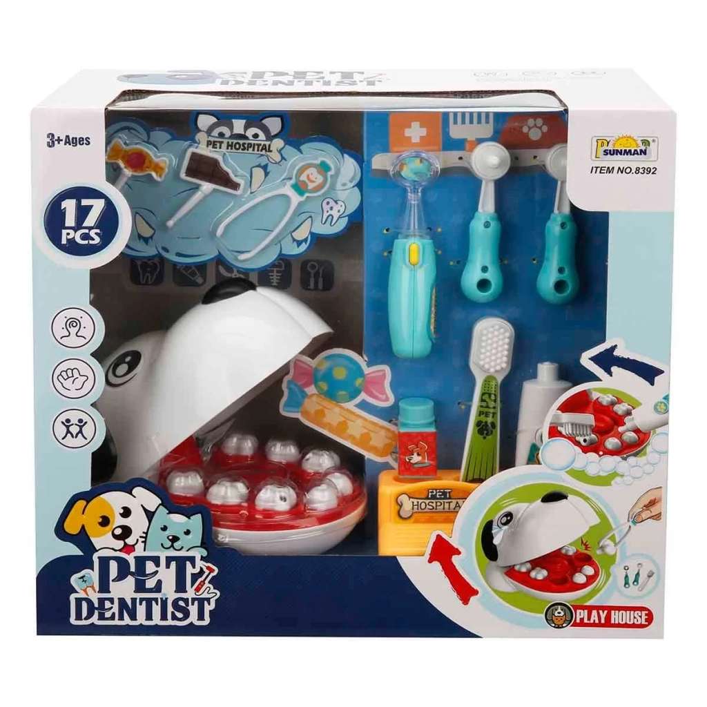 Veteriner Diş Hekimi Seti 17 Parça - Çocuk İçin Eğitici ve Eğlenceli Rol Yapma Oyuncağı - Görsel 3