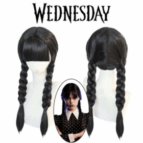 Wednesday Siyah Örgülü Peruk Gotik ve Şık Parti Aksesuarı