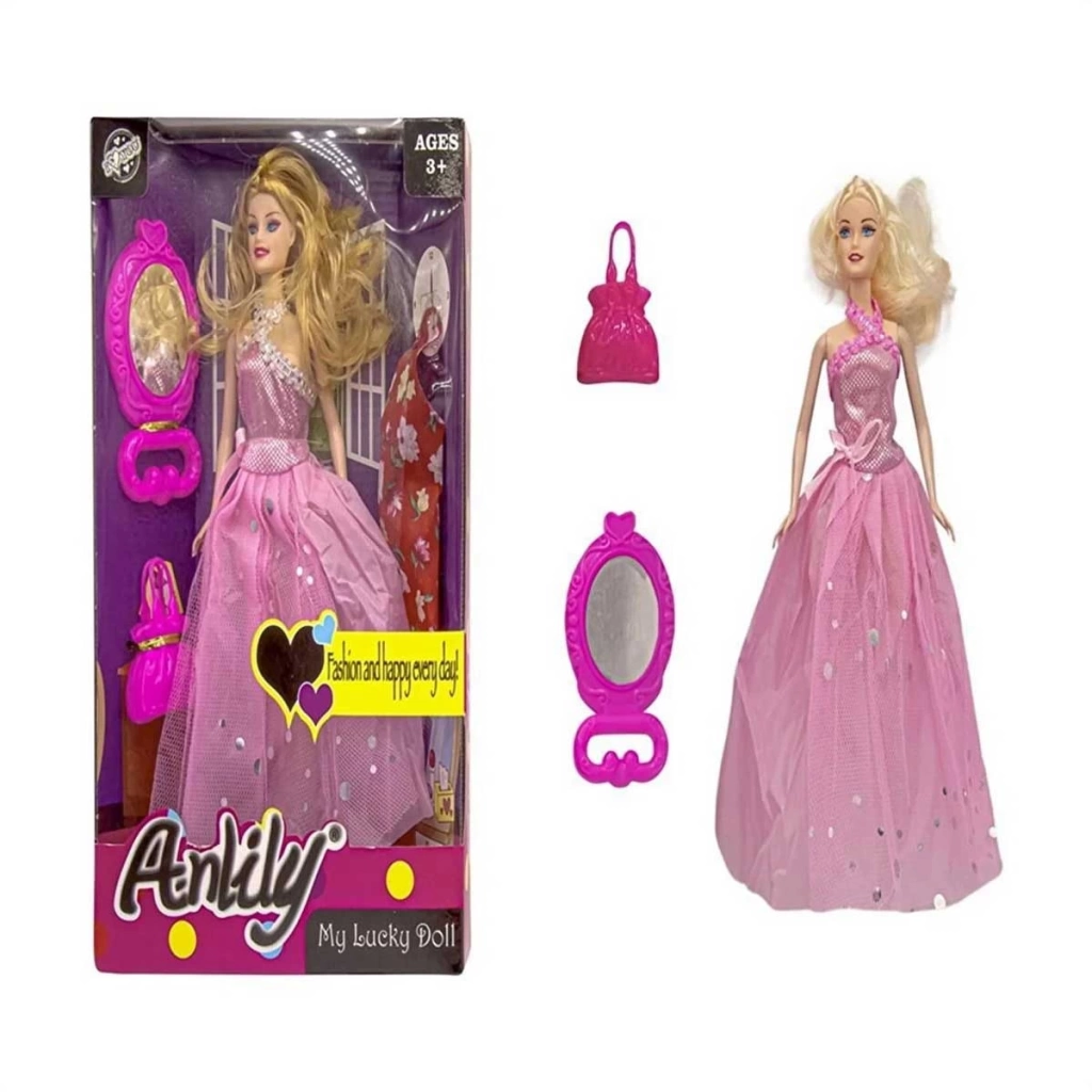 Çocuk Oydaş Anlily Aynalı Çantalı Yedek Elbiseli Bebek 02280