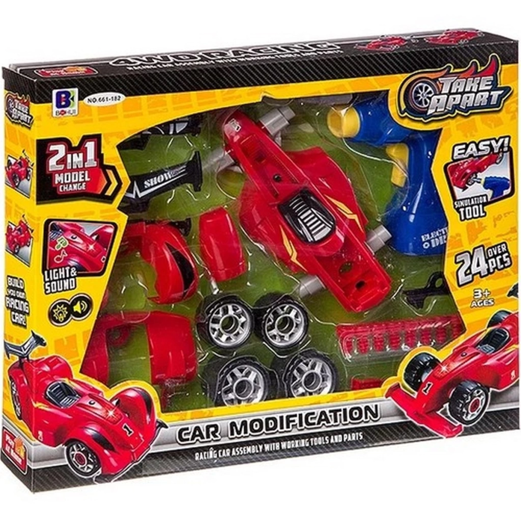 Çocuk Matkaplı Formula F1 Araba Modifiye Seti Sesli Işıklı Sök Tak - Görsel 2