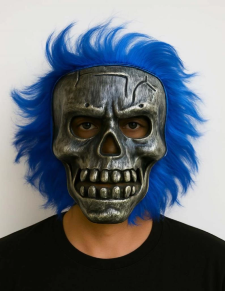 Eğitici Oyuncak Wild Skull - Gümüş Kafatası Mavi Saçlı İskelet Maske