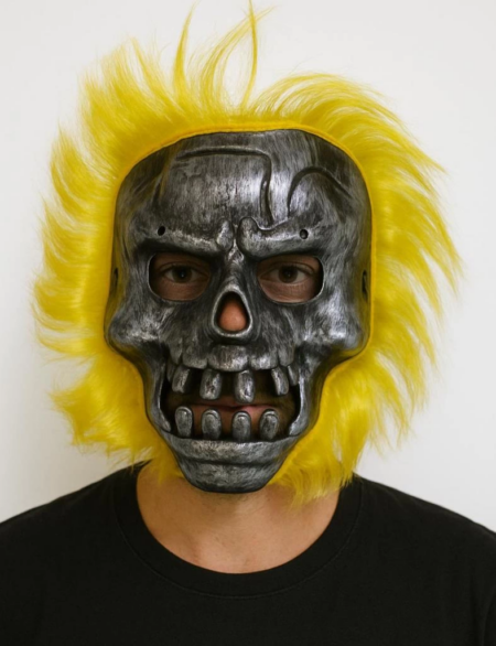 Eğitici Çocuk  Oyuncak Wild Skull - Metal Kafatası Sarı Saçlı İskelet Maske