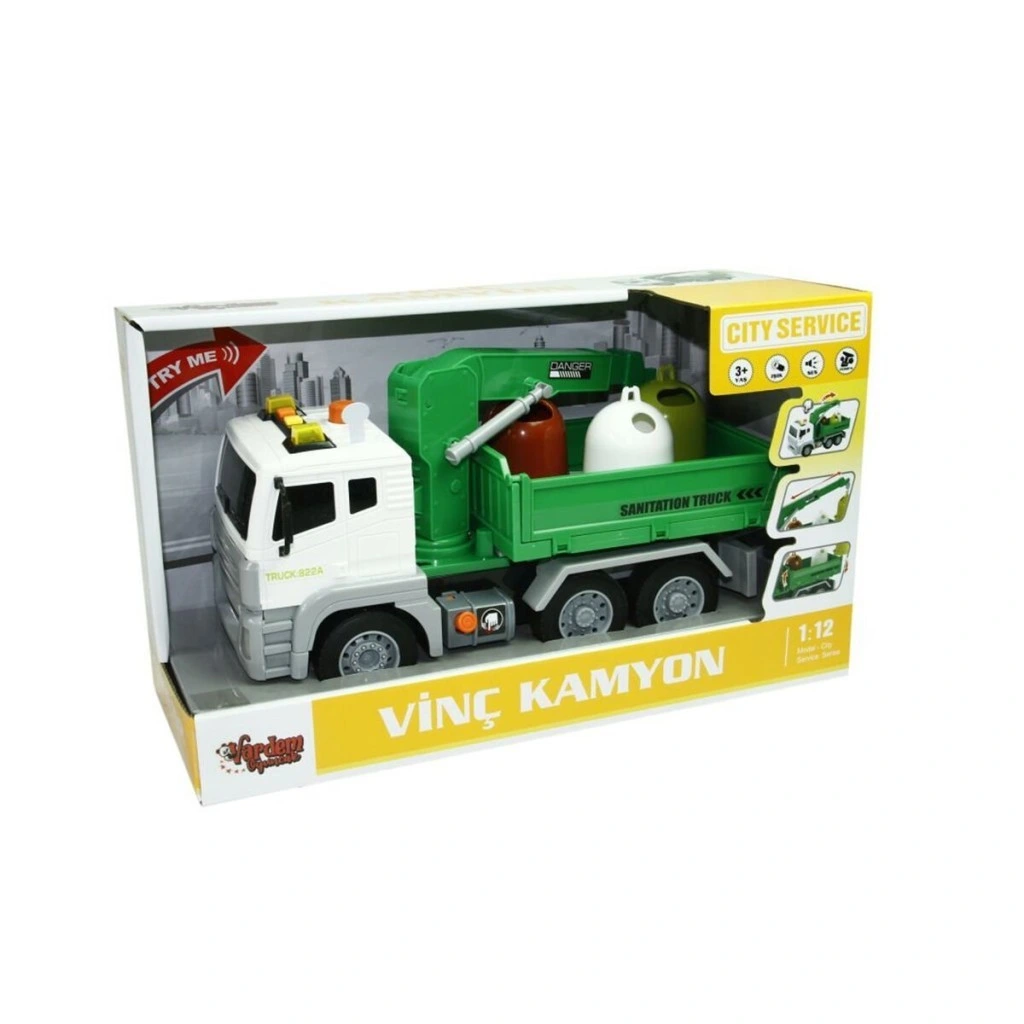 Eğitici Oyuncak WY813A WY822A 1 12 SÜRTMELİ SESLİ IŞIKLI AKS VİNÇ KAMYON - Görsel 3