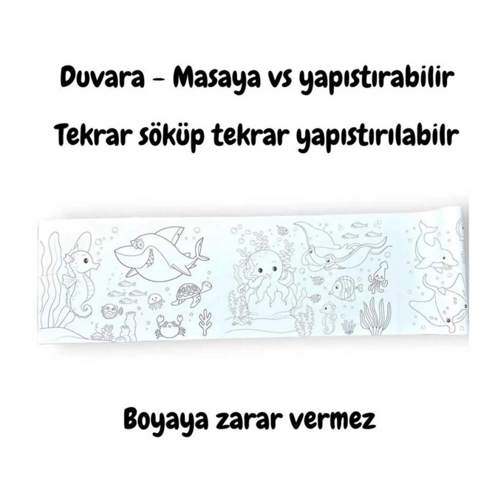 Çocuk Yapışkanlı Boyama Rulosu Sea World 86 x 20 cm - Görsel 2