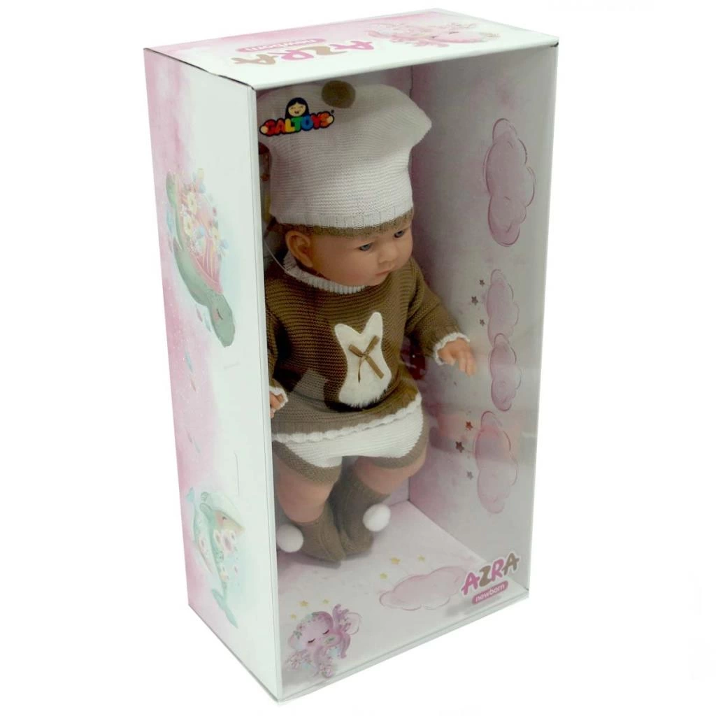 Çocuk Yeni Doğmuş Kahve Bej Elbiseli Azra Bebek - Görsel 2