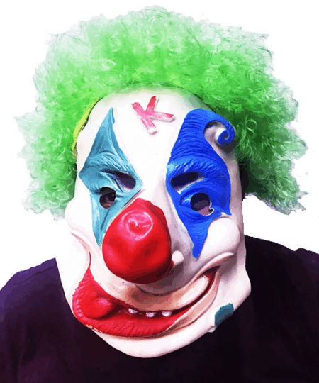 Çocuk Yeşil Renk Afro Bonus Peruklu Palyaço Lateks Et Maske