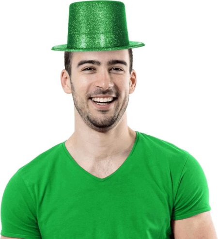 Yeşil Parıltılı Simli Fötr Silindir Parti Şapkası Eğlenceli ve Şık Tasarım