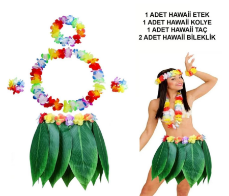 Yetişkin Hawaii Kostüm Seti 5 Parça Çocukların Hayal Gücünü Geliştiren Eğlenceli Set