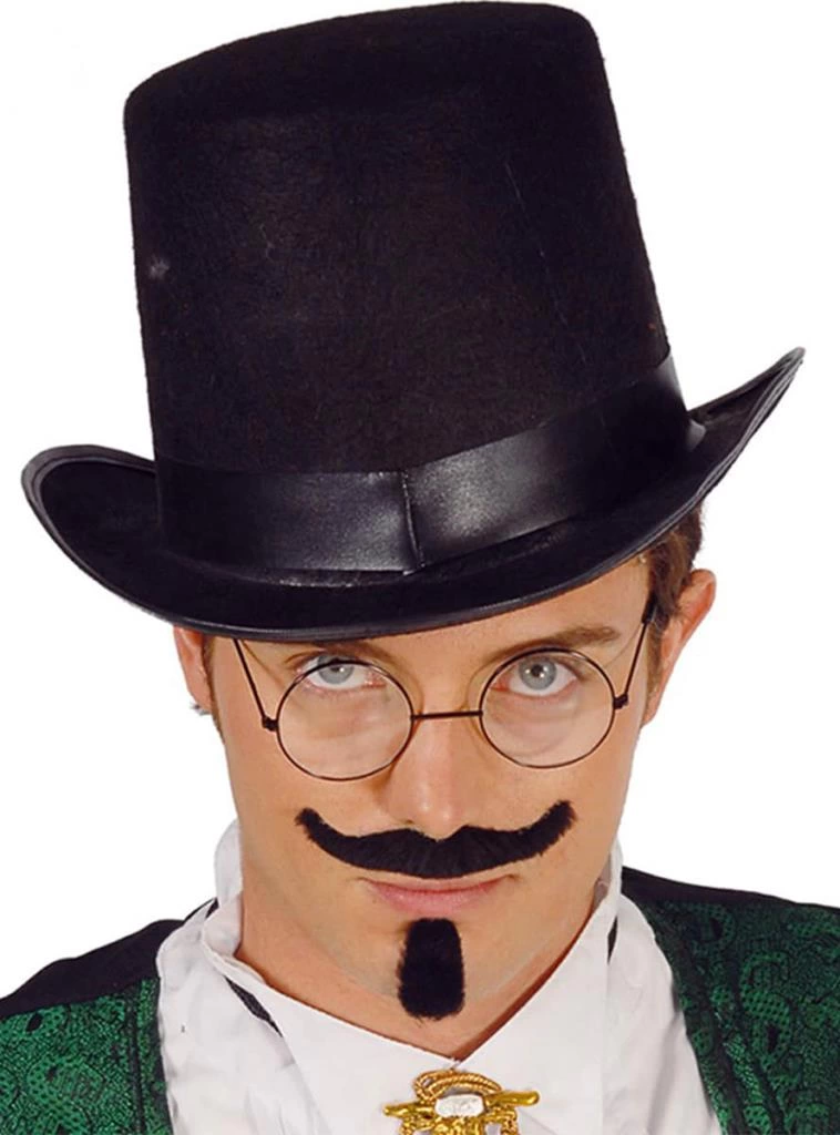 Yetişkinler İçin Siyah Renk Ringmaster Sihirbaz Şapkası Silindir Şapka - Görsel 2