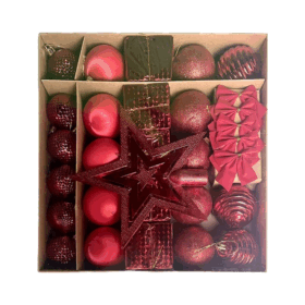 Yılbaşı Ağaç Süsleme Seti Kırmızı 29 Parça
