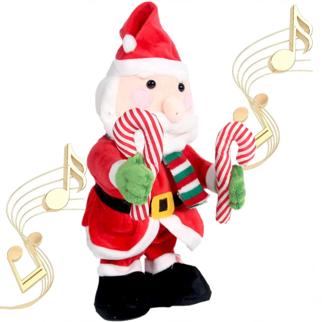 FNT Yılbaşı Bastonlu Dans Eden Pilli Peluş Noel Baba - Görsel 2