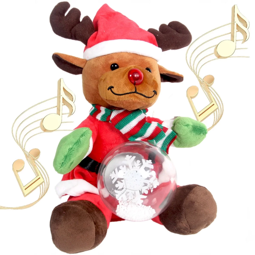 Yılbaşı Kar Küreli Pilli Peluş Ren Geyiği - Görsel 2