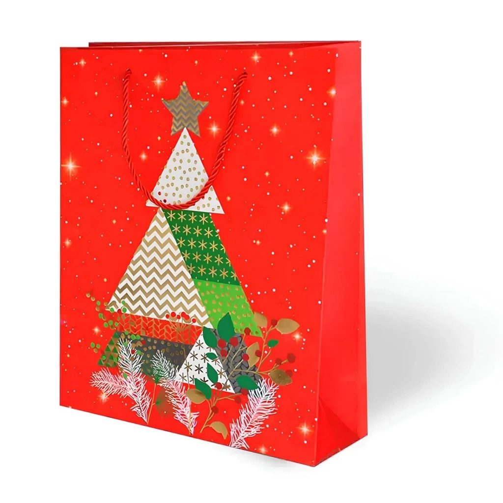 Çocuk Yılbaşı Varak Baskılı Lüks Karton Çanta Gift 26x32 cm - Görsel 3