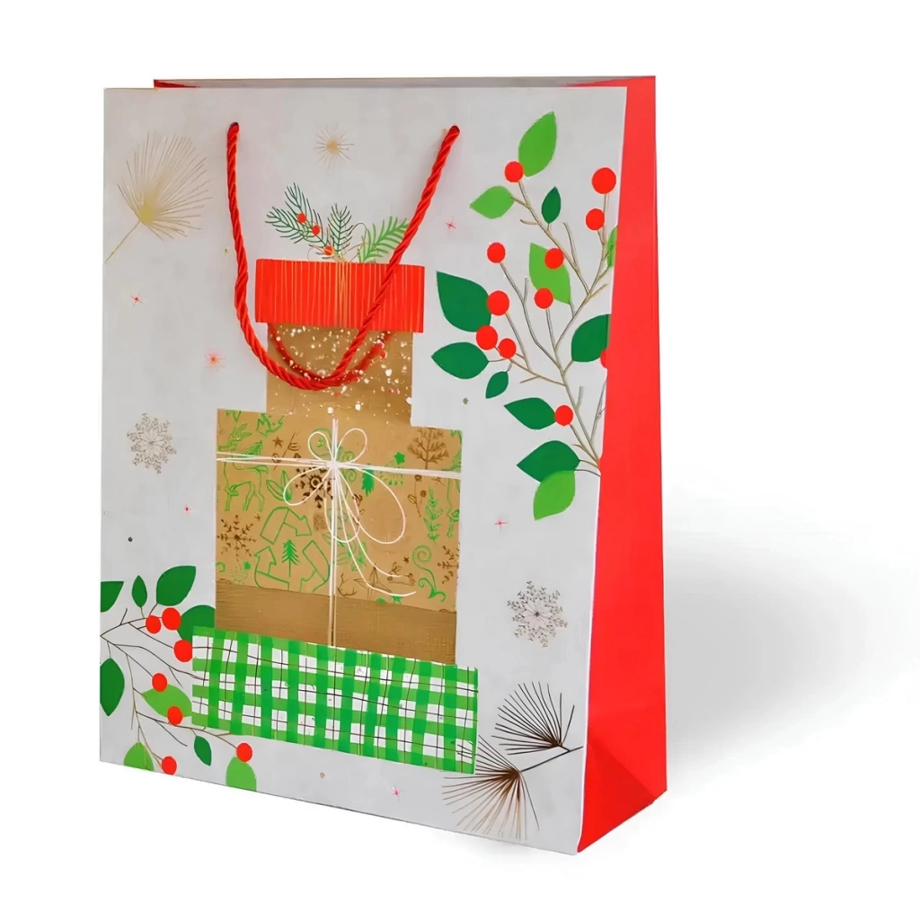 Çocuk Yılbaşı Varak Baskılı Lüks Karton Çanta Gift 26x32 cm - Görsel 4