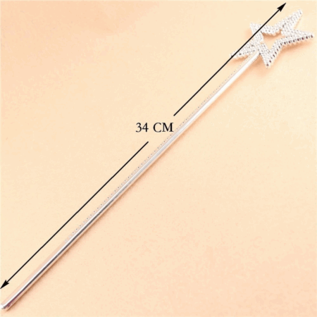 Çocuk Yıldız Model Peri Asası Melek Asası Prenses Asası Metalize Gümüş Renk