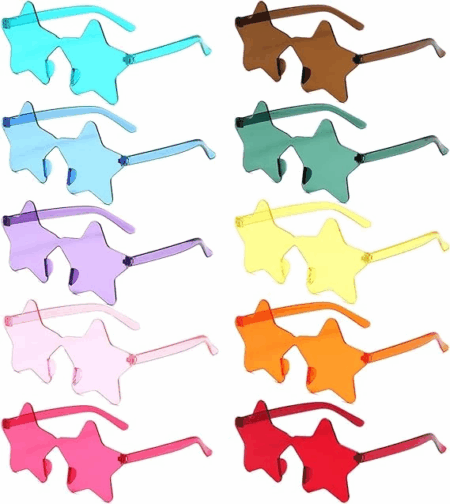 Çocuk Yıldız Şekilli Çerçevesiz Parti Gözlüğü 6 Renk 6 Adet