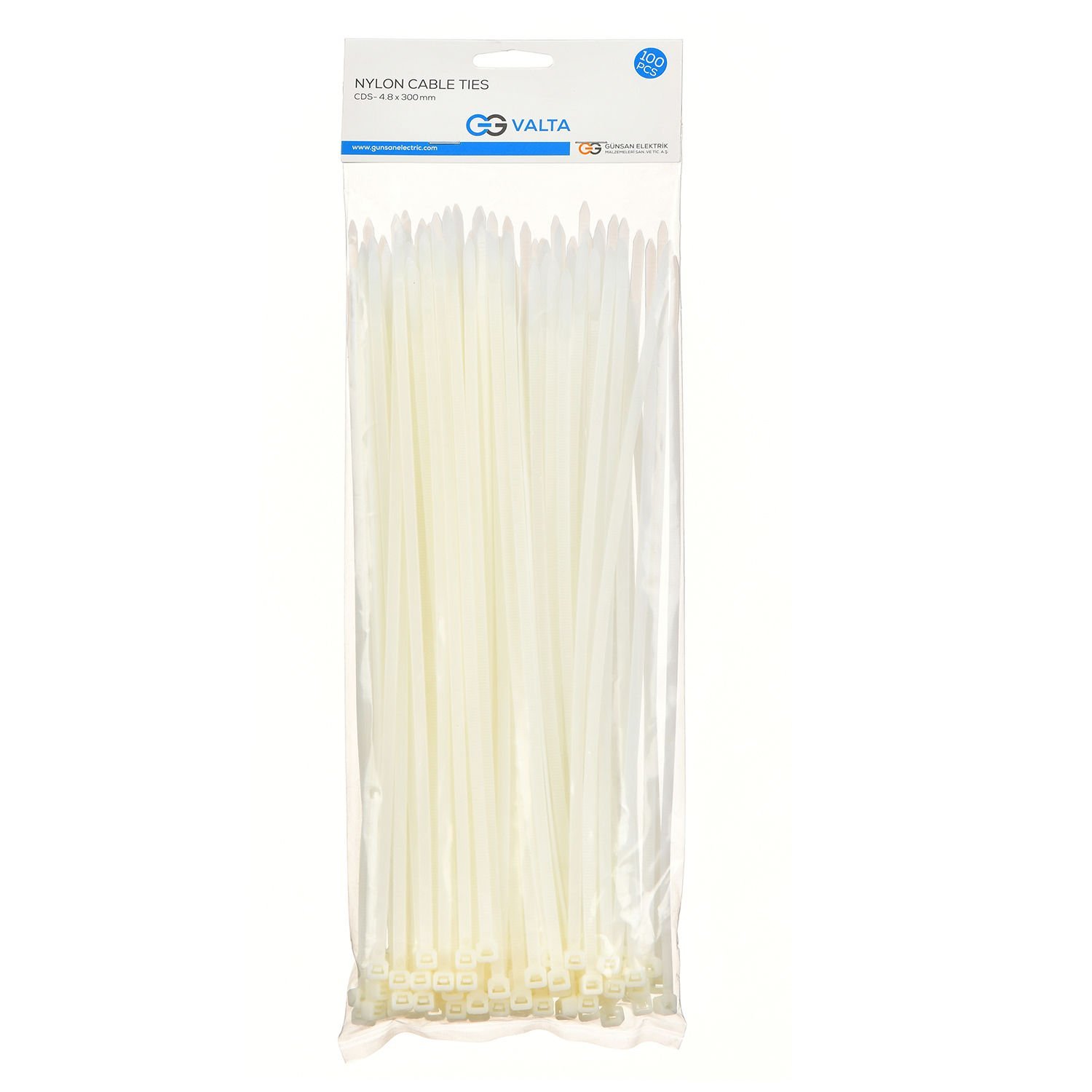 Günsan Valta Kablo Bağı T12 Beyaz (30cm x 4.8mm) x100