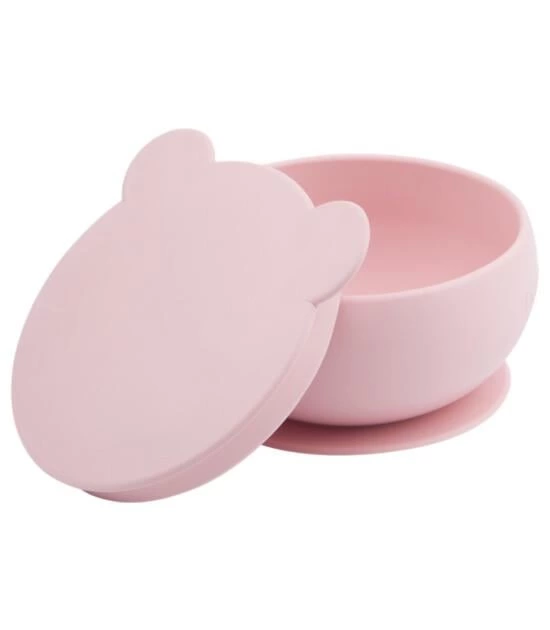 Silikon Kapaklı Kase Pinky Pink Bebek İçin Güvenli Kaymaz ve Pratik Beslenme Kabı - Görsel 2