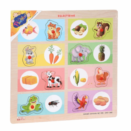 Çocuk ONY-360-361 Onyıl, Ahşap Tutmalı Eşleştirme - Hangi Hayvan Ne Yer