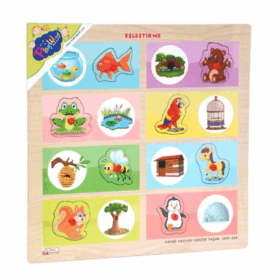 Çocuk ONY-363-364 Ahşap Tutmalı Eşleştirme Hangi Hayvan Nerede Yaşar -Onyıl