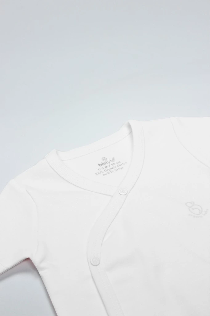 Organik Natural Basic Style Kruvaze Uzun Kol Body BS17102 Beyaz - Görsel 2