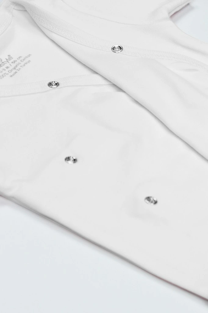 Organik Natural Basic Style Kruvaze Uzun Kol Body BS17102 Beyaz - Görsel 4