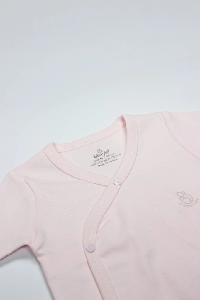 Organik Natural Basic Style Kruvaze Yarım Kol Body BS17101 Pembe - Görsel 2