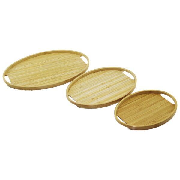 OVAL - 3 BOY BAMBU AHŞAP TEPSİ SETİ 20X29--26X36--31X45CM (K0)