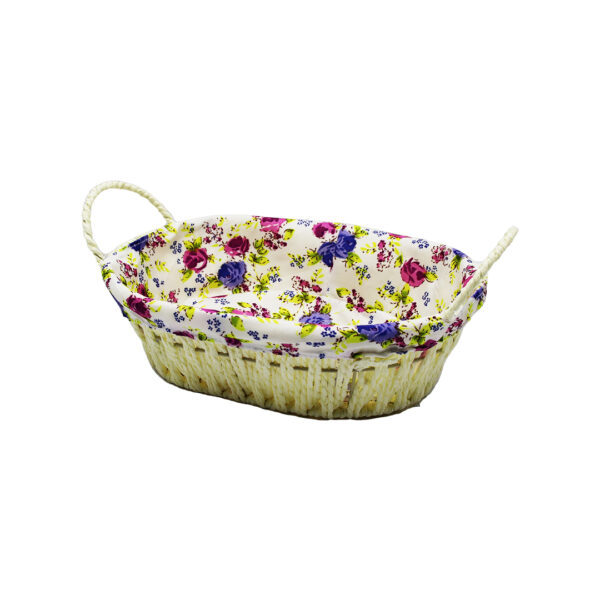 OVAL RENKLİ BEZLİ HASIR EKMEK SEPETİ (K0)