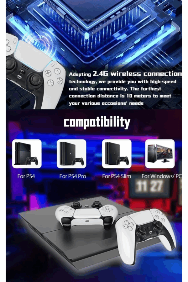 P4 Plus Bluetooth Titreşimli Ps4/ps5 Uyumlu Pc Telefon Joystick Kablosuz Oyun Kolu - Görsel 4