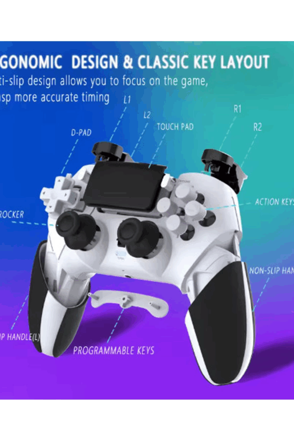 P4 Plus Bluetooth Titreşimli Ps4/ps5 Uyumlu Pc Telefon Joystick Kablosuz Oyun Kolu Siyah - Görsel 4