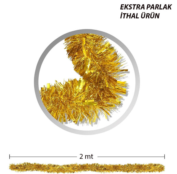 Parti İçin Sim Süs 2 Metre Uzunluk 8 cm Genişlik Altın Renk İthal (K0) - Görsel 2